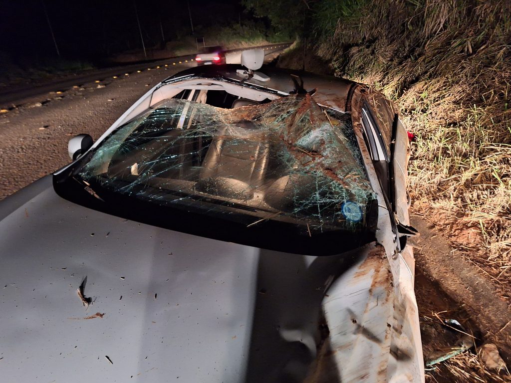 Carro com placas de Xavantina capota na SC-155 entre Seara e Itá