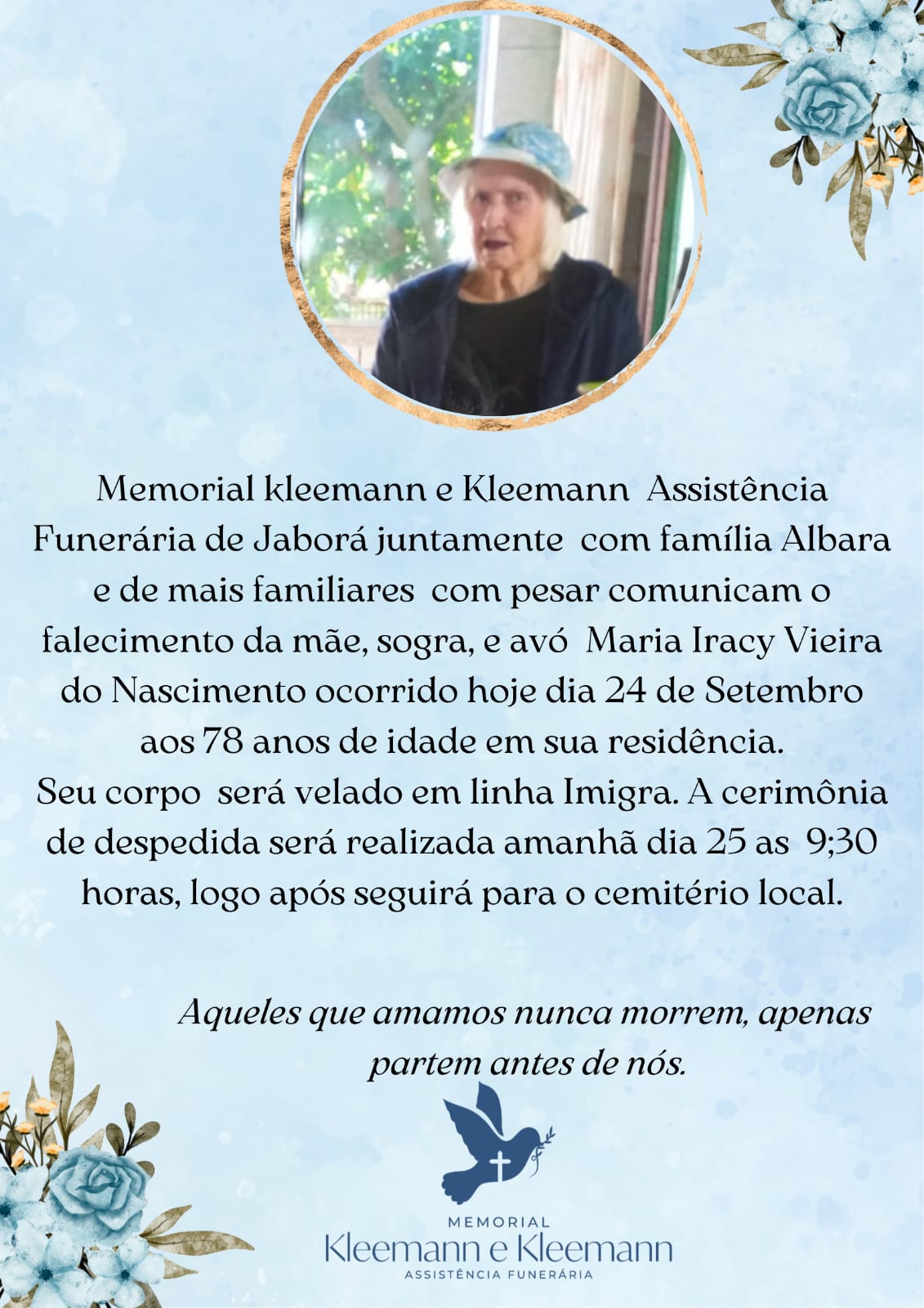 Nota de falecimento 24/09/2025