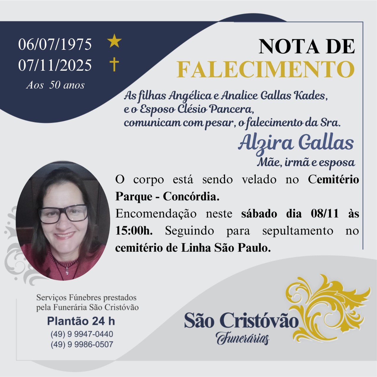 Nota de falecimeto 08/11/2025