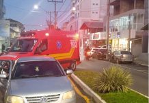 Motociclista fica ferido após colisão traseira no centro de Piratuba